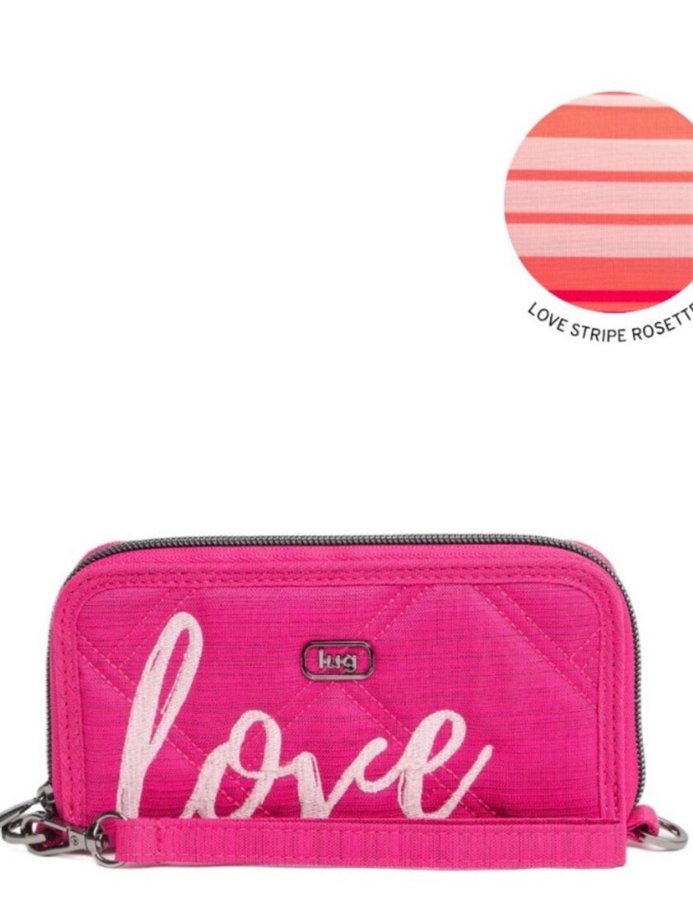 LUG Brushed Rosette Bright Pink 'Love' Wristlet Wallet